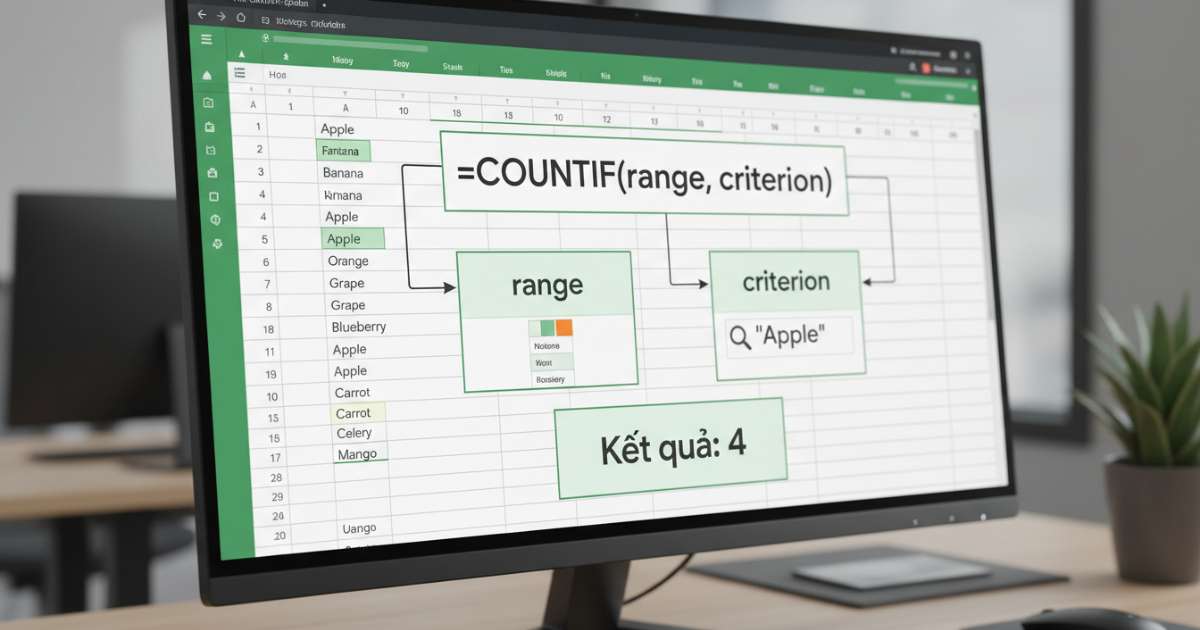 Cú pháp và các thành phần chính của hàm COUNTIF