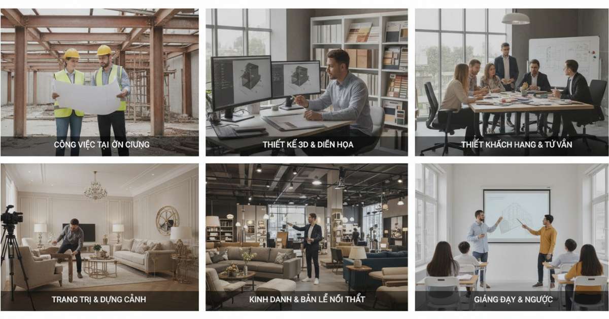 Các vị trí phổ biến trong việc làm thiết kế nội thất