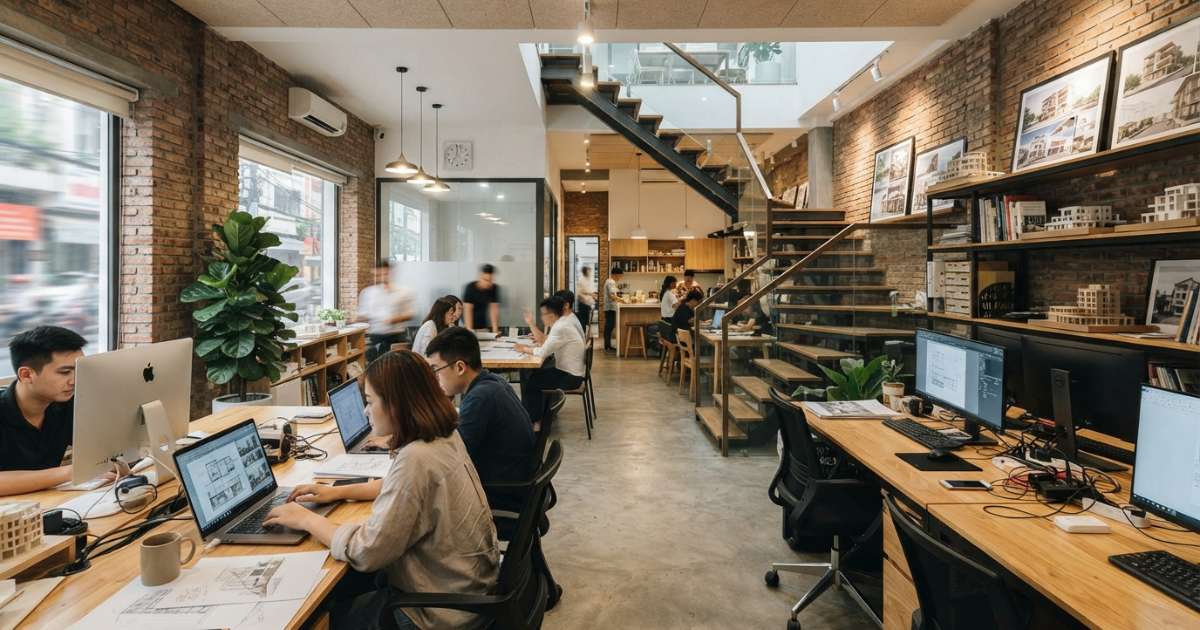 thiết kế văn phòng nhà ống