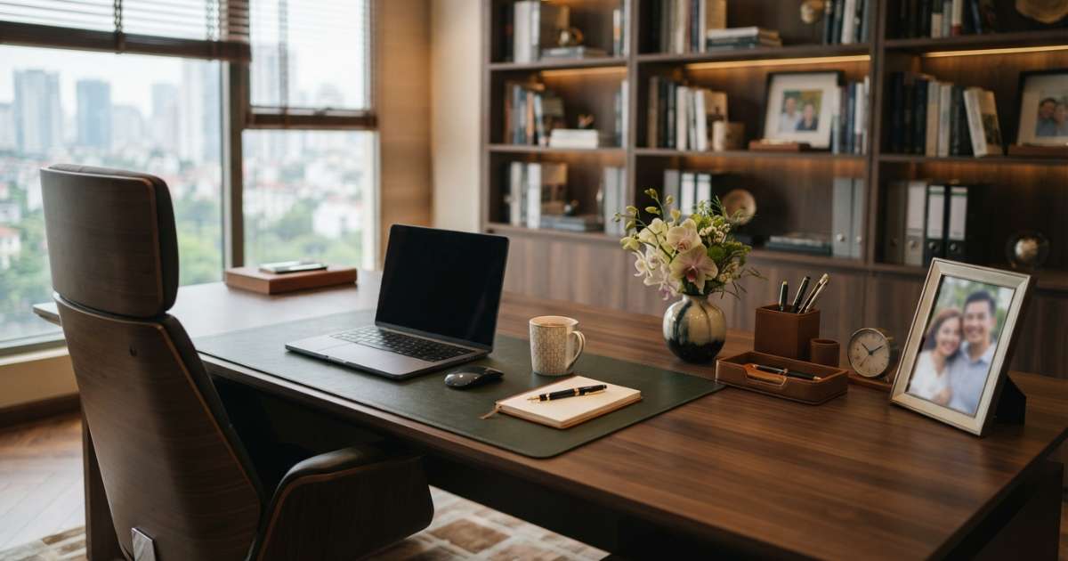 trang trí bàn làm việc của sếp